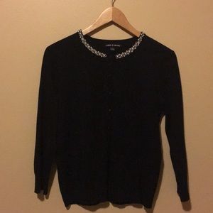 Black sweater with beaded collar